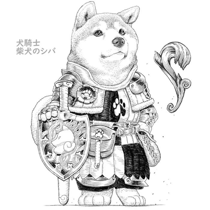 22 Noble Doggo Knights Illustrations By A Japanese Artist