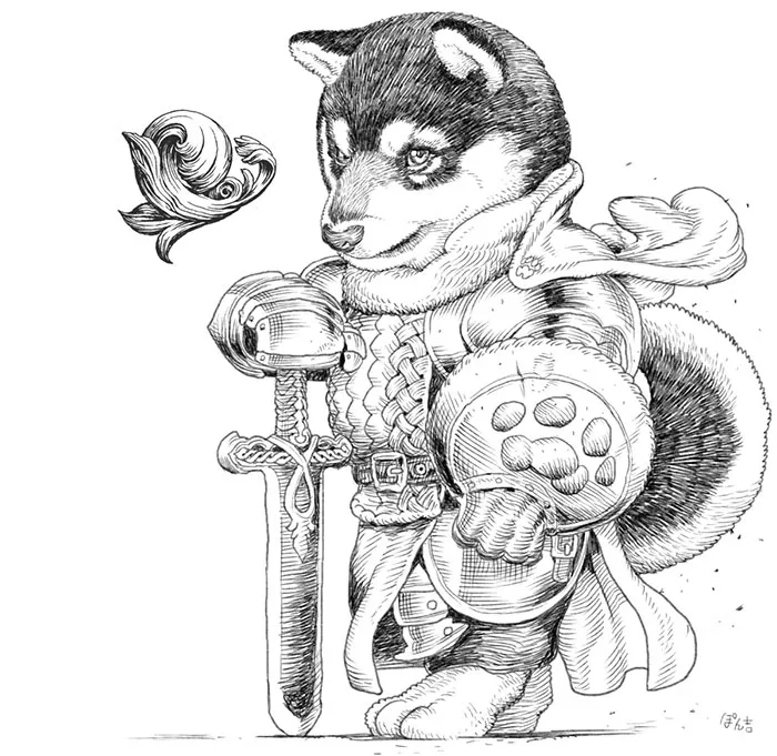 22 Noble Doggo Knights Illustrations By A Japanese Artist