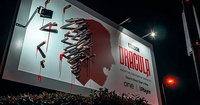 BBC's Dracula Billboard Confuses People During The Daytime But Grabs Attention At Night