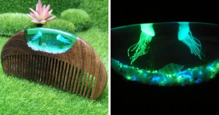 I Created This Jellyfish Comb Using Resin And Wood