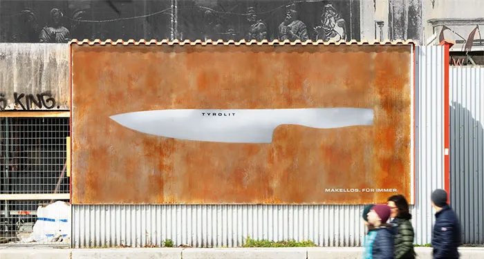 Anuncio de cuchillo inoxidable en Viena, Austria