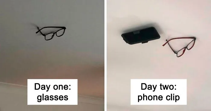 Son Starts Sticking One Of Dad's Things To The Ceiling Every Day, Sees How Far He Can Take It Before Dad Notices