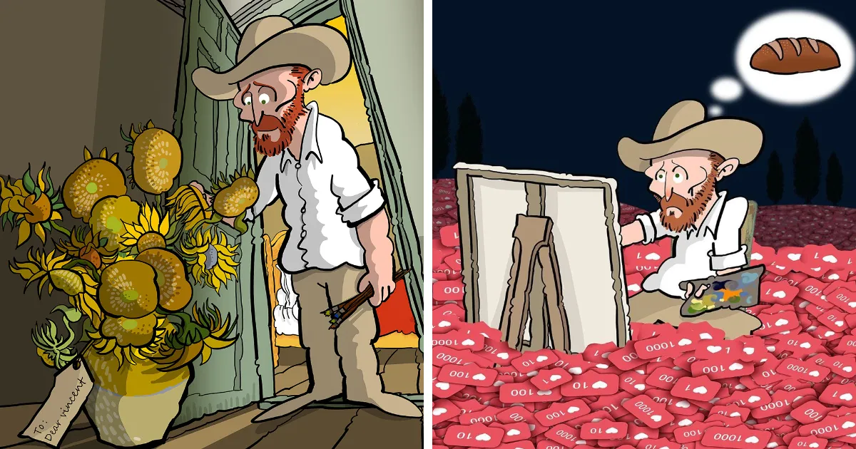 He recreado la vida de Vincent Van Gogh en su propio estilo artístico (30 imágenes)