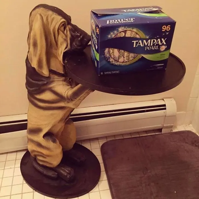 He Lives In The Bathroom And Holds Period Products. He’s The Bloodhound
