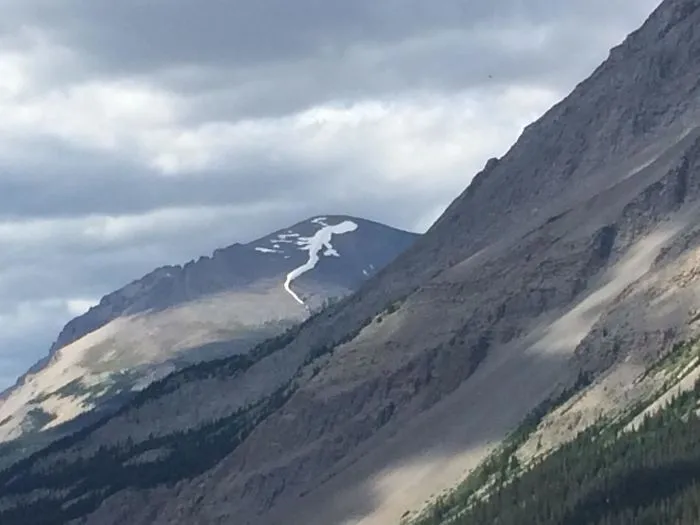 La nieve en esa montaña parece una lagartija