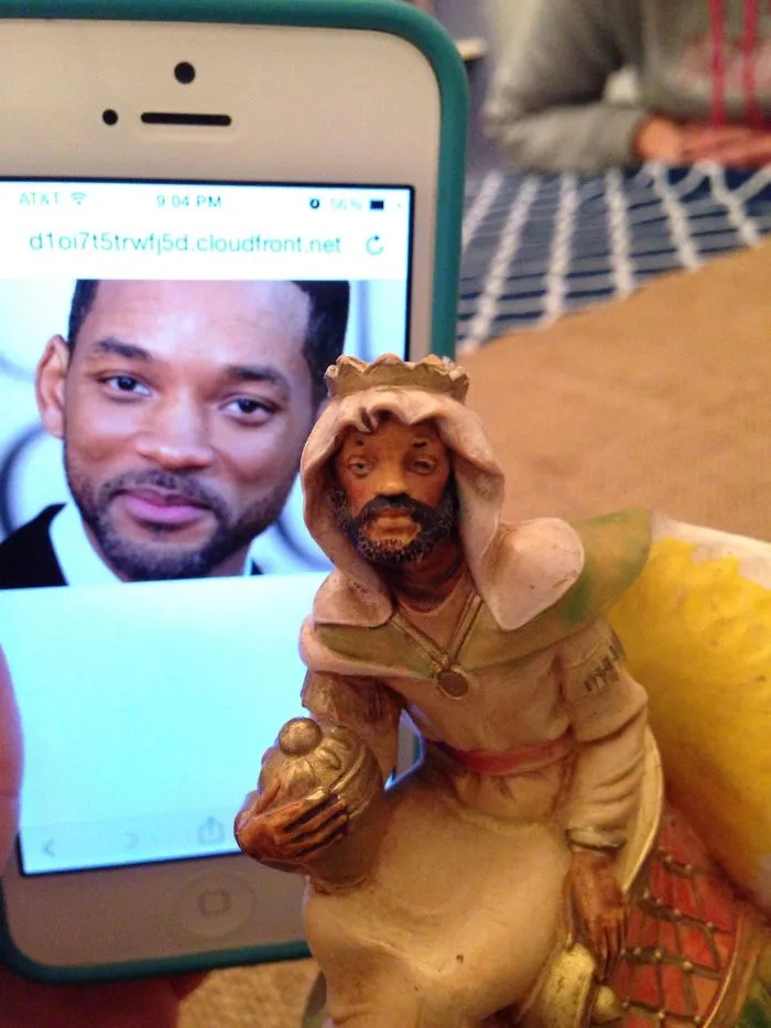 Noticed A Peculiar Resemblance In My Friend's Nativity Scene Today. I Present You, The Fresh Prince Of Bethlehem
