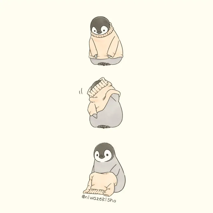 Esta artista dibuja cómics sobre un adorable pingüinito que la fastidia cada vez que intenta hacer algo (30 imágenes)
