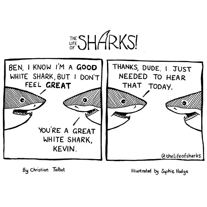 Here Are Our 30 Best Comics That Depict The Snarky Conversations Between Sharks And Other Aquatic Life
