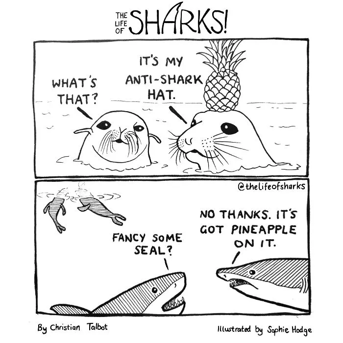 Here Are Our 30 Best Comics That Depict The Snarky Conversations Between Sharks And Other Aquatic Life