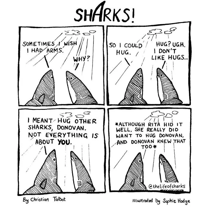 Here Are Our 30 Best Comics That Depict The Snarky Conversations Between Sharks And Other Aquatic Life