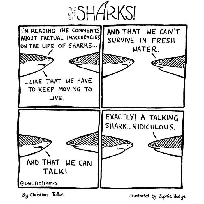 Here Are Our 30 Best Comics That Depict The Snarky Conversations Between Sharks And Other Aquatic Life
