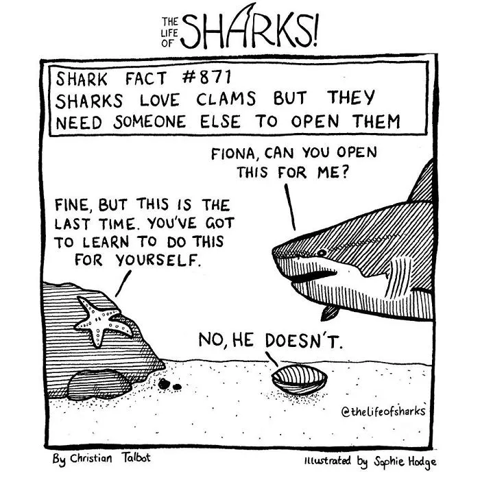 Here Are Our 30 Best Comics That Depict The Snarky Conversations Between Sharks And Other Aquatic Life