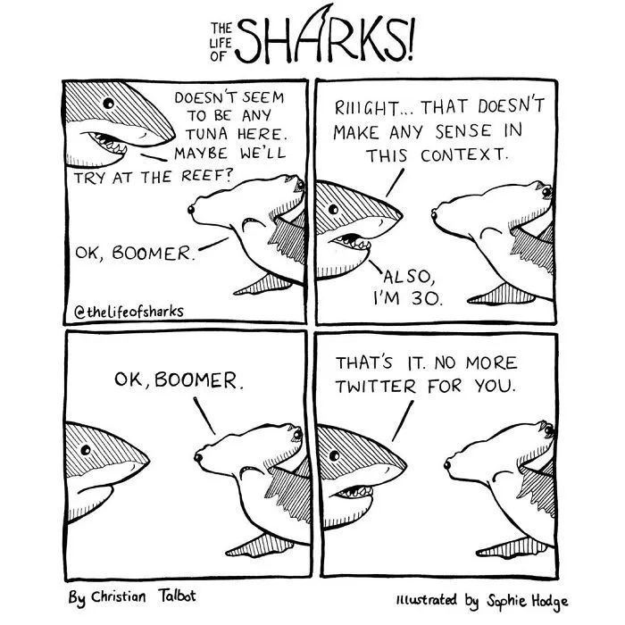 Here Are Our 30 Best Comics That Depict The Snarky Conversations Between Sharks And Other Aquatic Life