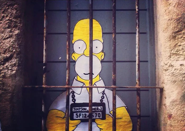 34 Illustrations Of Pop Culture Characters By EFIX Blend Into Walls And Sidewalks