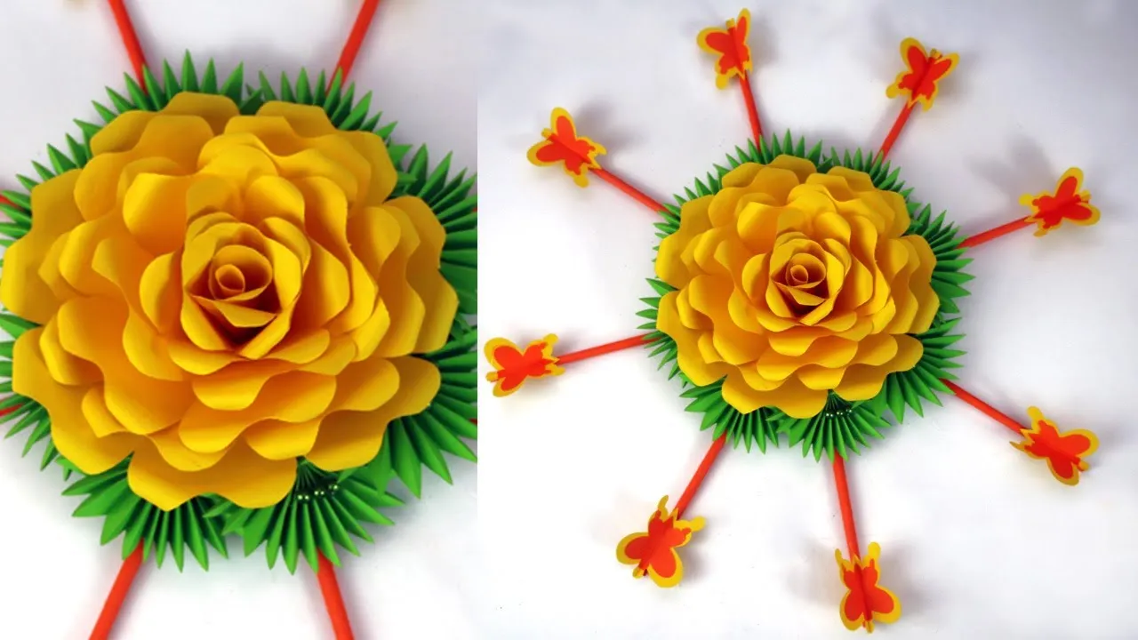 beautiful Yellow Rose Flower Wall Hanging |rose Flower Wall Decoration Ideas