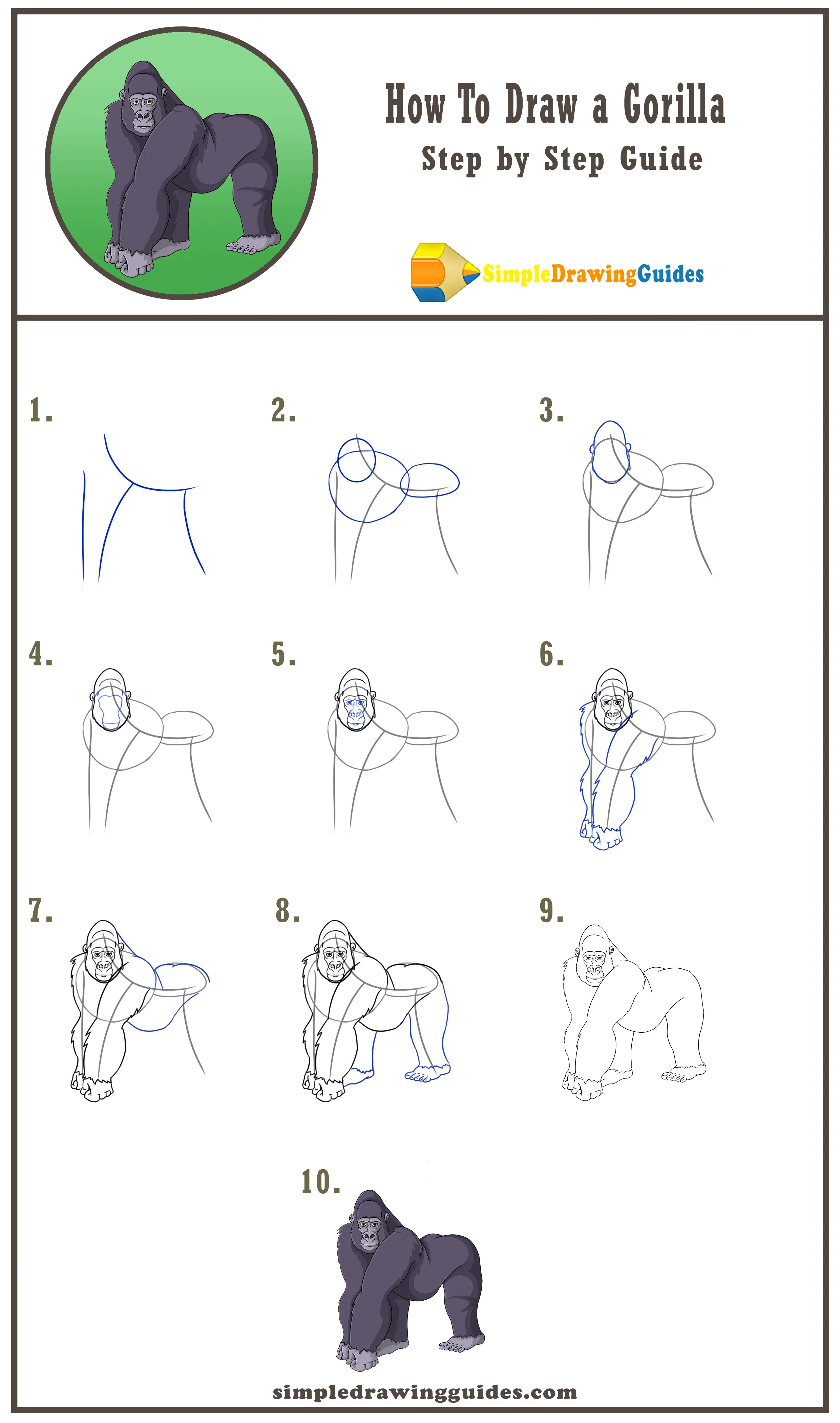 How To Draw A Gorilla Step-By-Step Guide