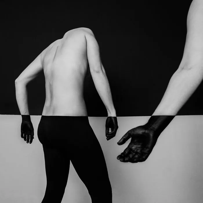 I Create An Abstract Illusion Using Only Black And White Bodypainting