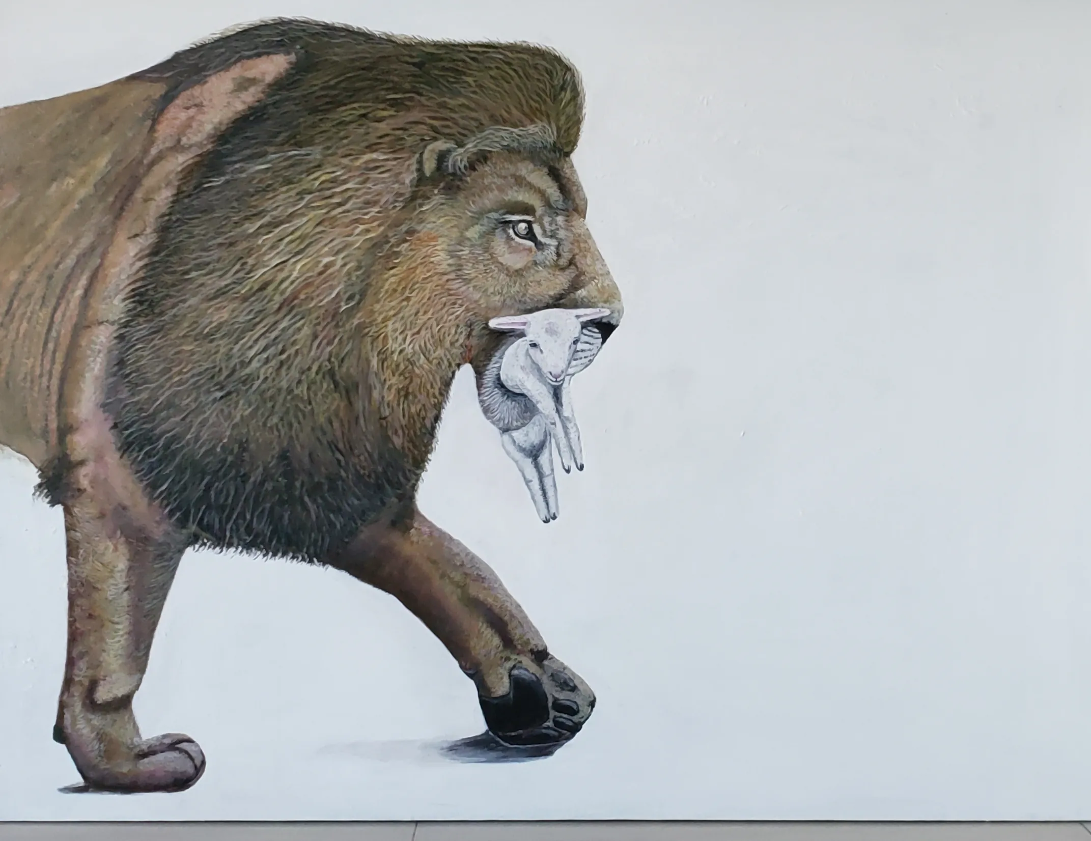 Acrylic Painting Of Lion & Lamb