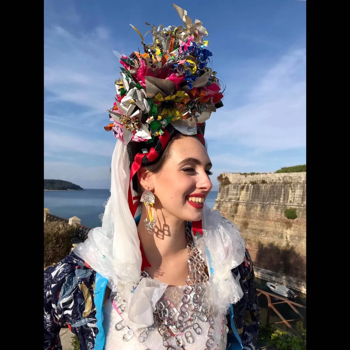 Recycling Centre Volunteers Create Stunning Corfiot Traditional Dress For Carnival From Recyclable Materials