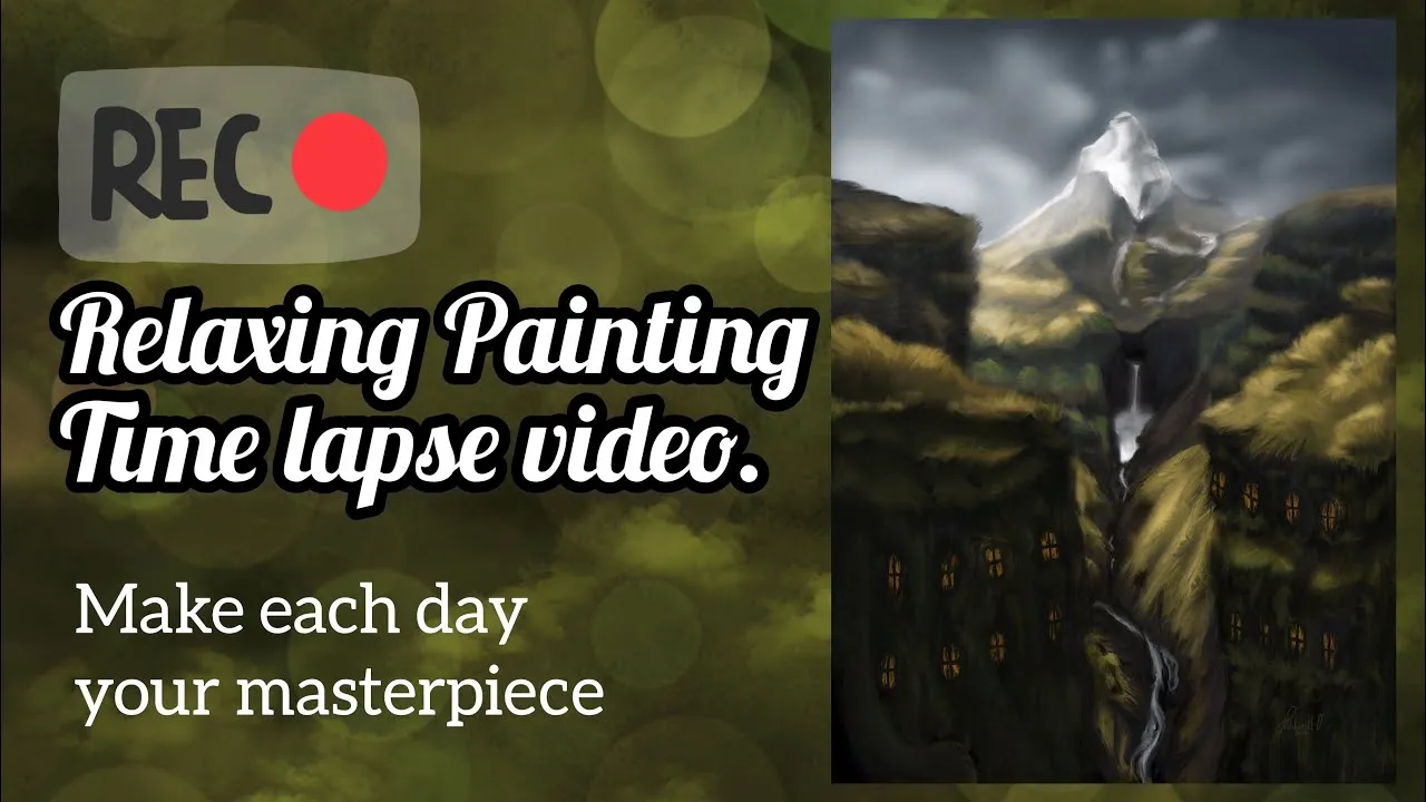 Relaxing Painting Time-Lapse Video, Múlagljúfur Canyon Iceland, Icelandic Landscape