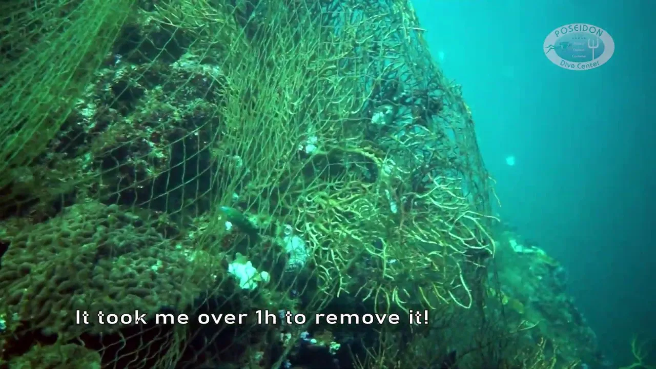 Abandoned Fishing Net Removal Inside The Marine National Park Phi Phi Islands.