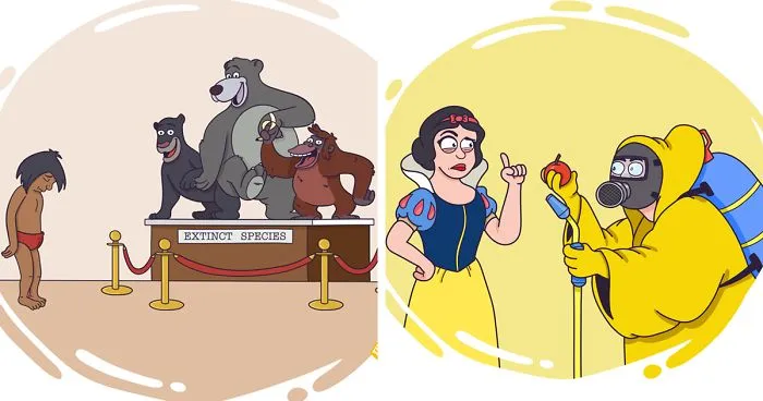My 21 Illustrations Show What Would Happen If Disney Characters And Superheroes Faced Ecological Disasters