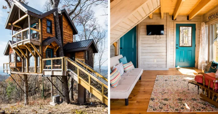Sanctuary Treehouse Cabin With A Great View Of The Mountains