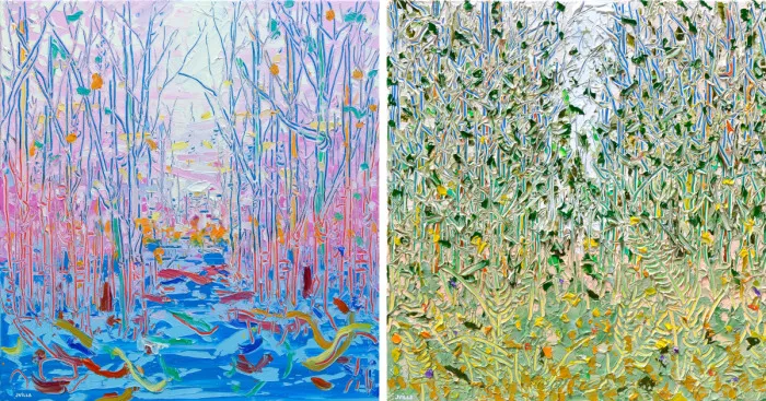 I Paint Tall Trees Paintings Using Sgraffito Technique