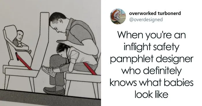 Flight Safety Illustrations Drawn By Someone Who Probably Doesn’t Know How Kids Look
