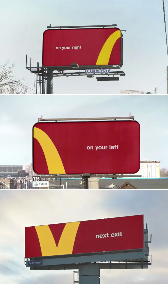 Los diseñadores utilizaron los arcos del logotipo de MacDonald's como señales de tráfico para llegar a los restaurantes