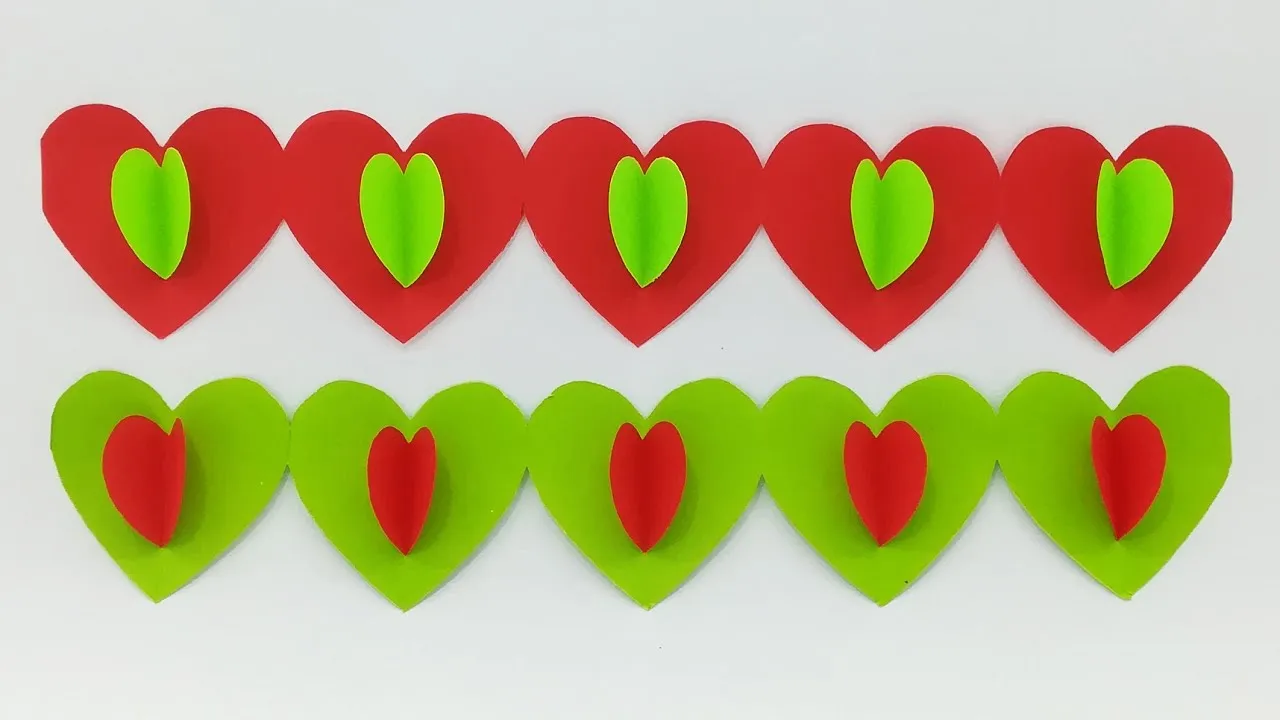 How To Make 3D Paper Heart Wall Hanging