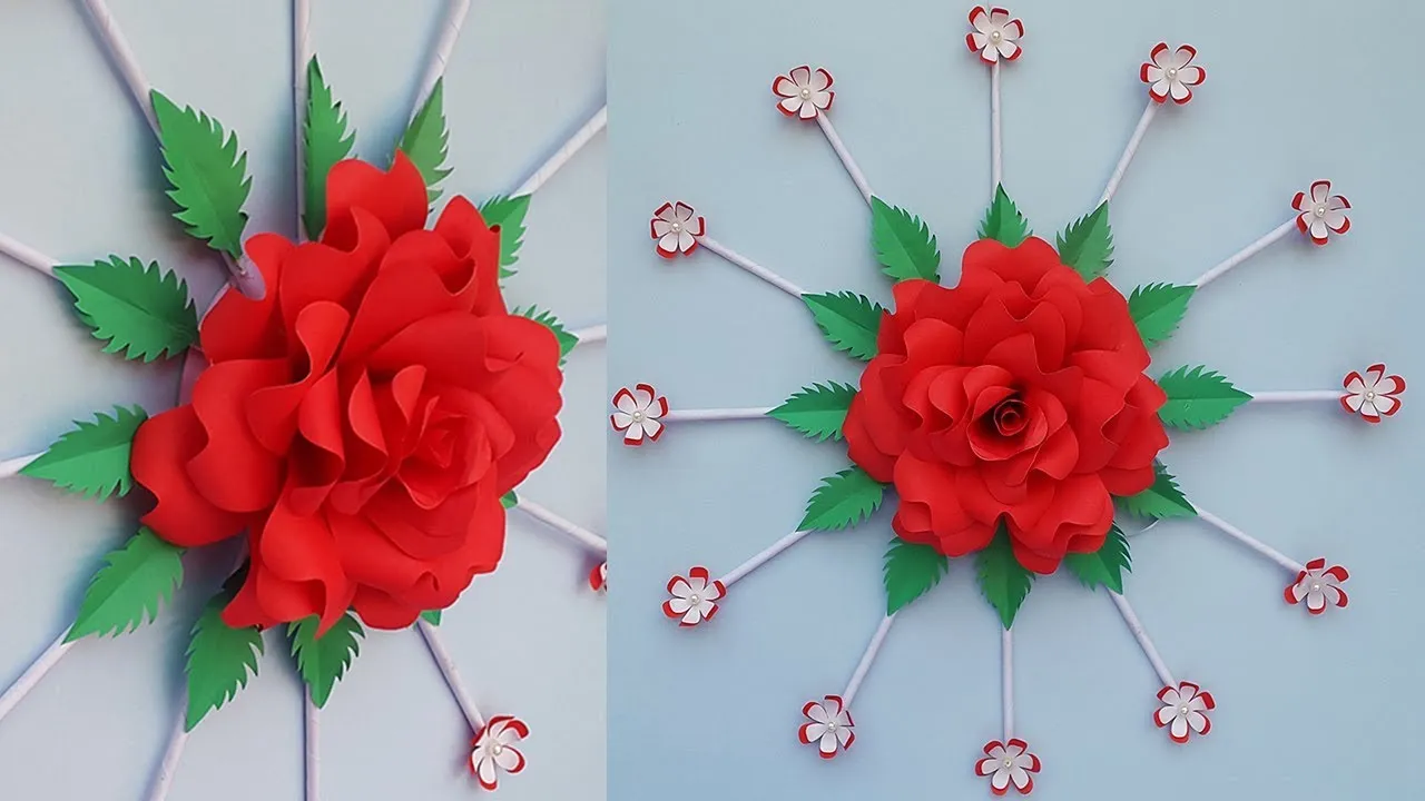 Paper Rose Wall Hanging | Paper Flower Wall Hanging | Wall Hanging Craft Ideas