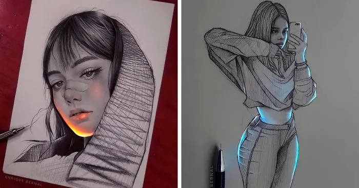 Este artista mexicano consigue que sus dibujos reluzcan con una técnica única, y el resultado es alucinante