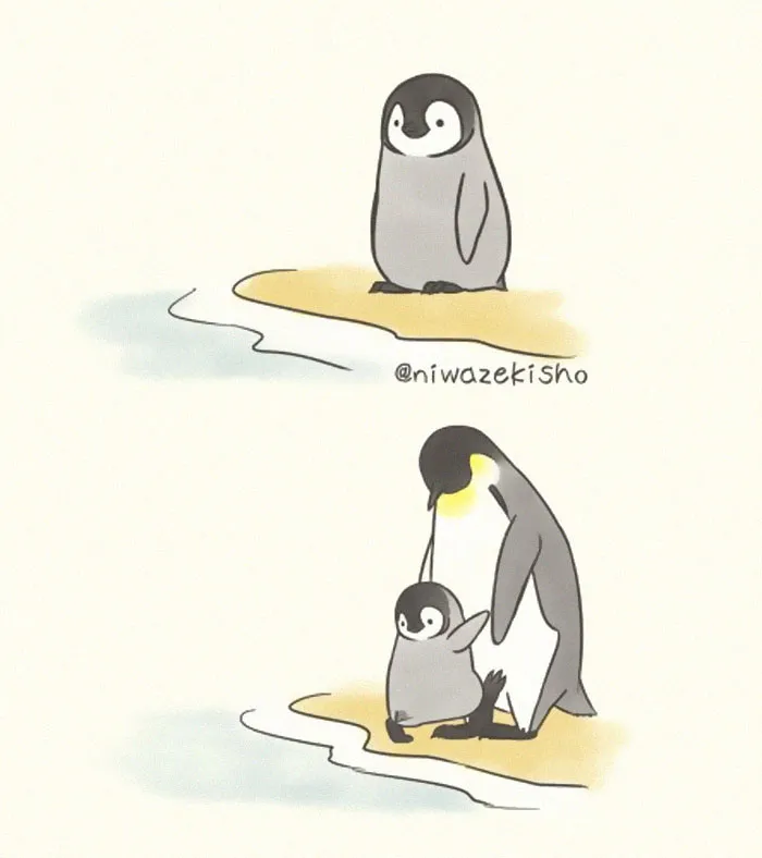 Esta artista dibuja cómics sobre un adorable pingüinito que la fastidia cada vez que intenta hacer algo (30 imágenes)