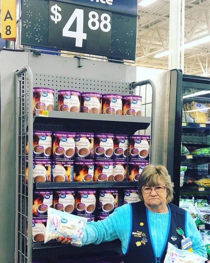This Lady Works At Walmart, Poses With Its Products For Store's Local FB Page And People Love Her Sense Of Humor