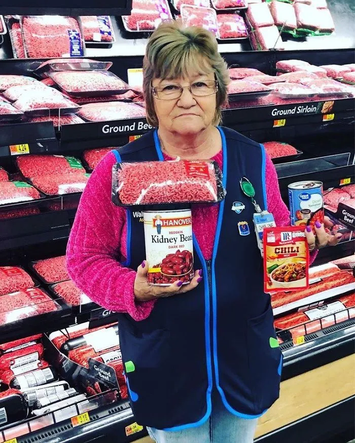 This Lady Works At Walmart, Poses With Its Products For Store's Local FB Page And People Love Her Sense Of Humor
