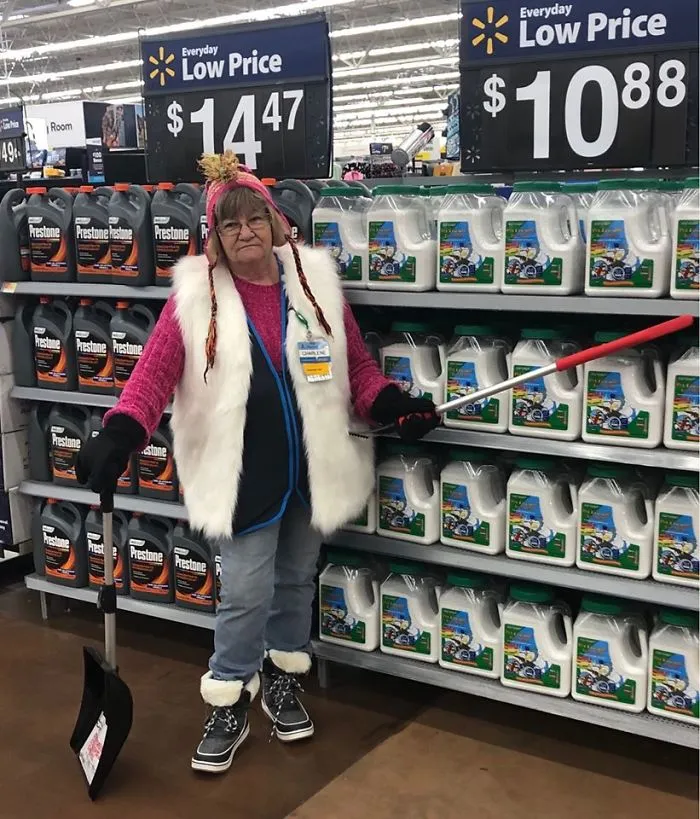 This Lady Works At Walmart, Poses With Its Products For Store's Local FB Page And People Love Her Sense Of Humor