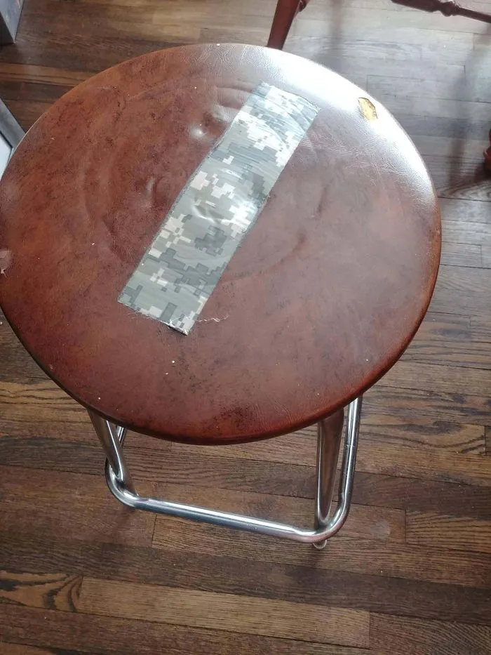 My Dad Said He Patched The Hole In The Barstool So Well, "You Can't Even See It"