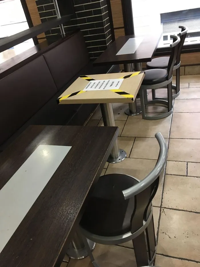 Every Other Table Is Closed To Ensure Distance Between Customers And Avoid Spread Of Coronavirus