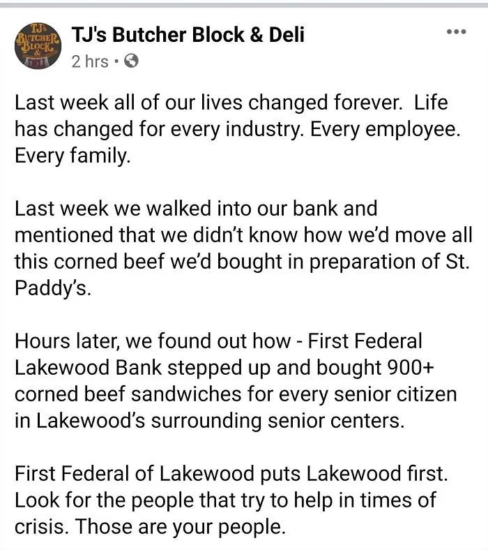 A Local Bank In My Area Bought All The Corned Beef From A Local Deli After They Had To Shut Down Do To The Coronavirus