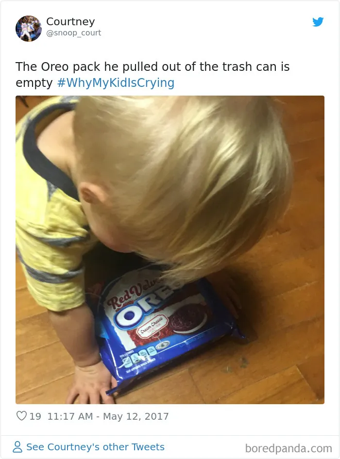 30 Of The Funniest #WhyMyKidIsCrying Tweets (New Pics)