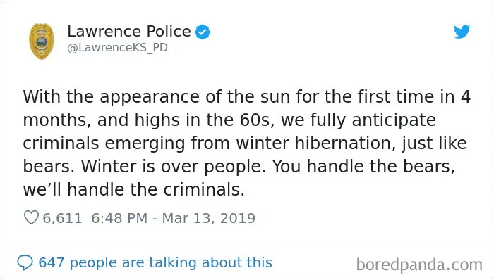 This Police Department Posts Comedy Gold On Twitter, And Here Are 30 Of Their Funniest Tweets