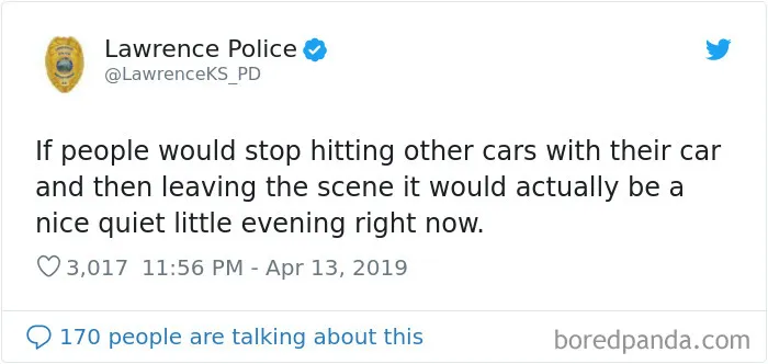 This Police Department Posts Comedy Gold On Twitter, And Here Are 30 Of Their Funniest Tweets