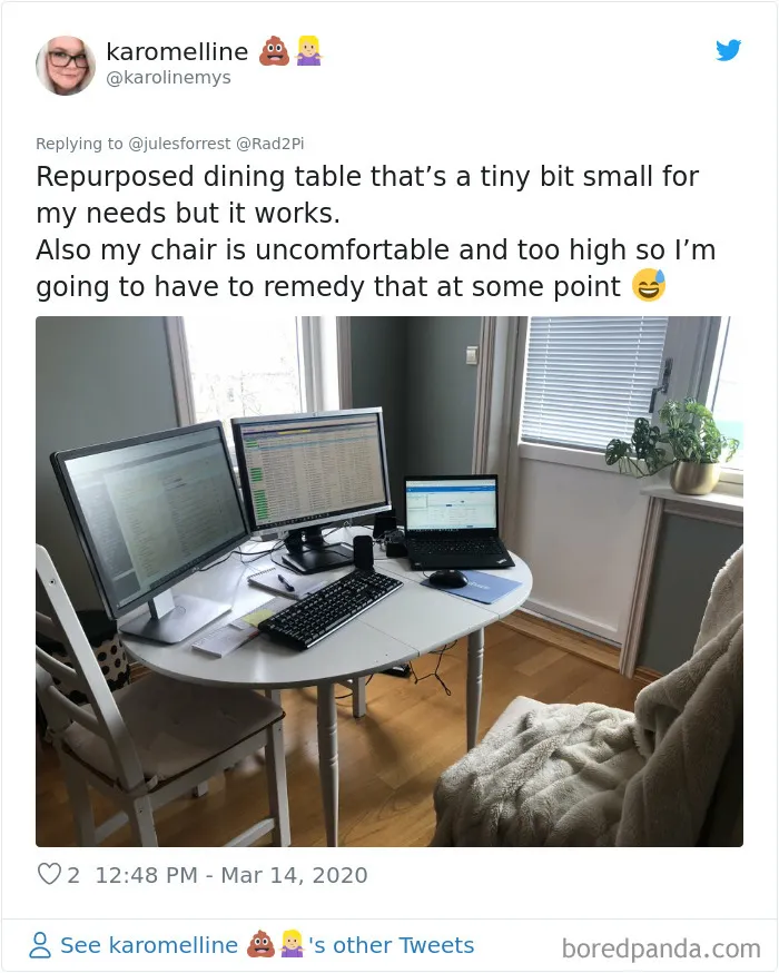 People Sick Of Seeing Glamorous Workspace Setups Share Their Reality Of Working From Home (30 Pics)