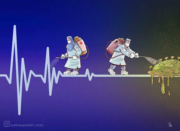 29 Illustrations By Iranian Artist Show The Harsh Reality Of Doctors During Coronavirus Outbreak