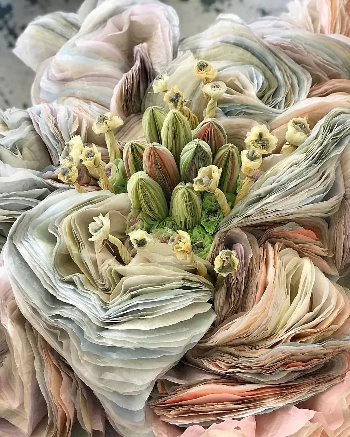 This Woman Constructs Enormous Bouquets Of Tissue Paper Flowers