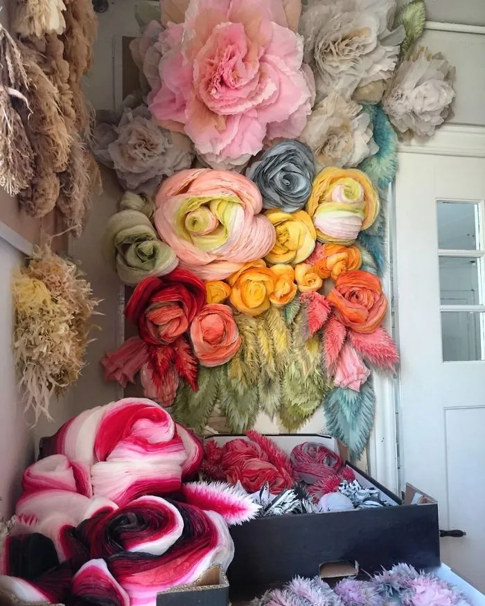 This Woman Constructs Enormous Bouquets Of Tissue Paper Flowers