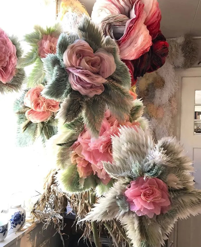 This Woman Constructs Enormous Bouquets Of Tissue Paper Flowers