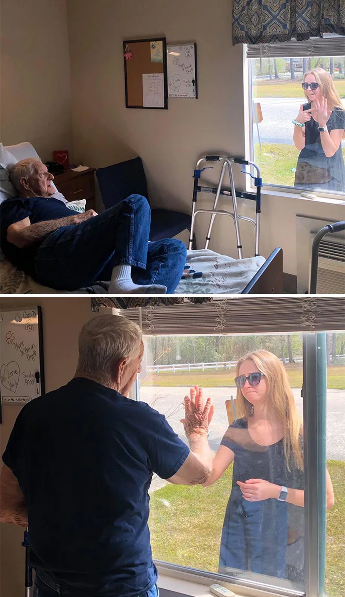 Granddaughter Telling Grandfather The News Of Her Engagement