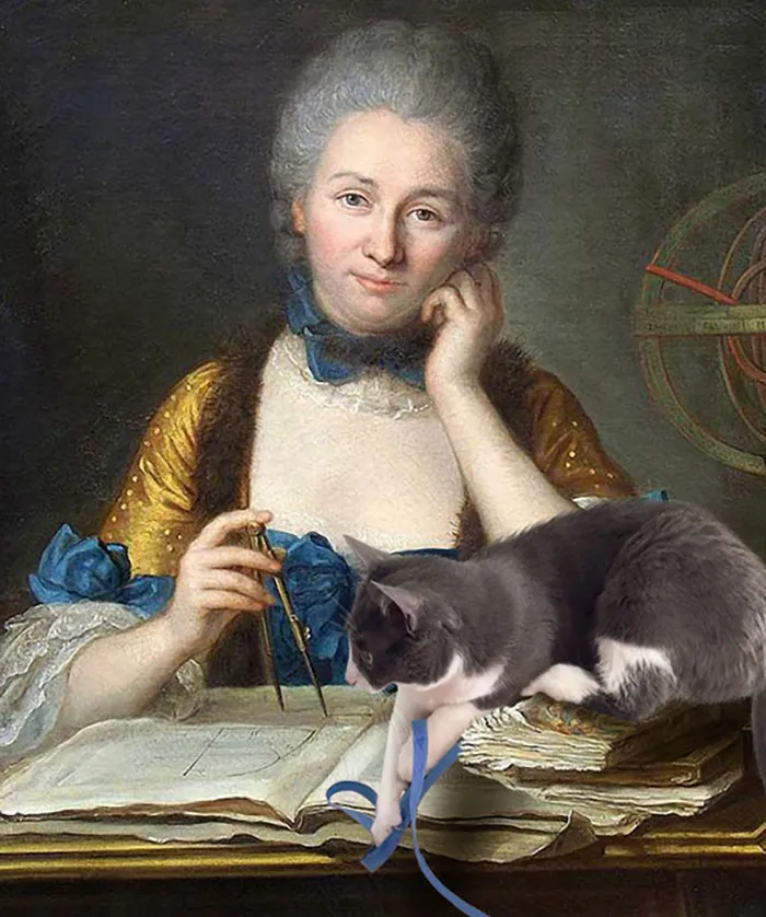 "Émilie Du Châtelet" With Moochie, Maurice Quentin De La Tour